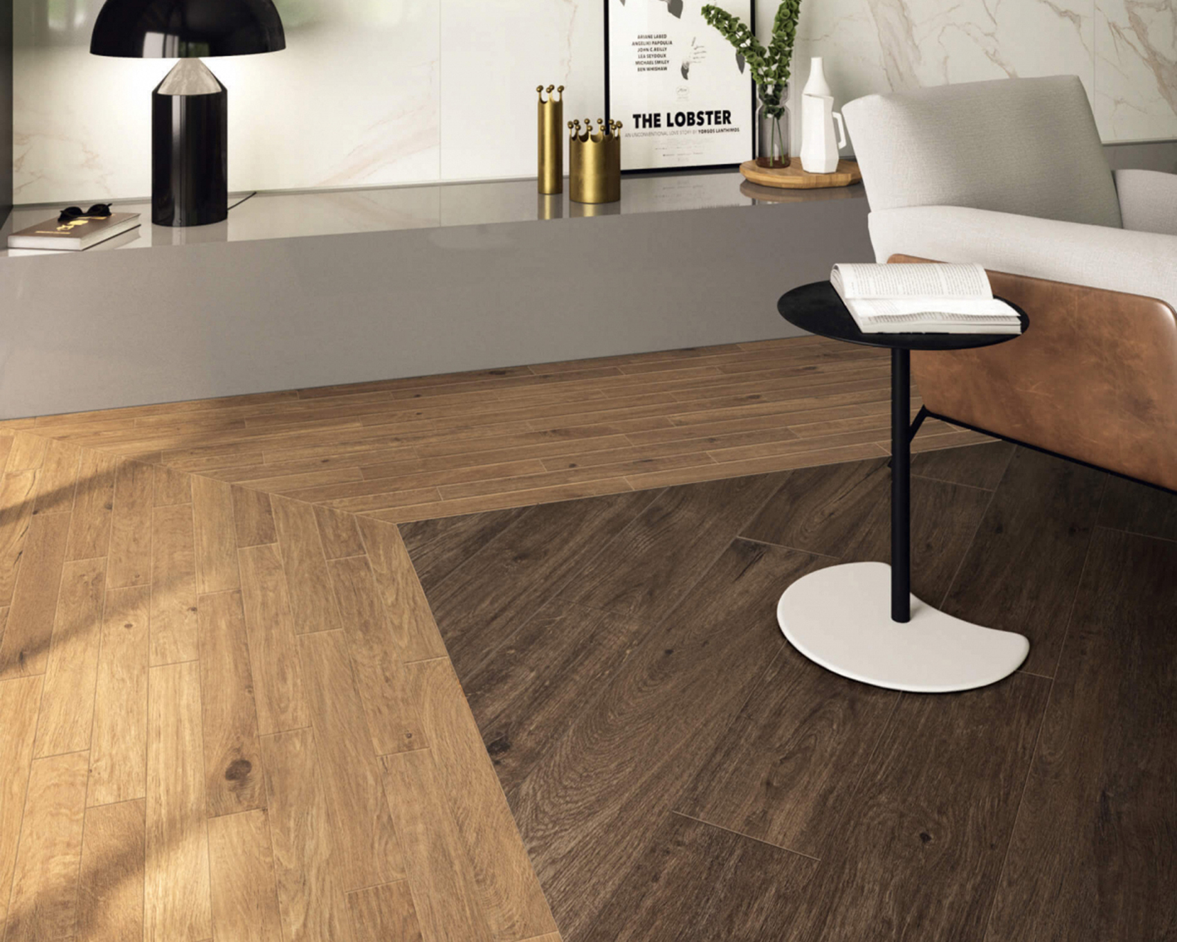 effetto legno e marmo lucido natur-esterno-interno-dett-B-02 Vendita pavimenti gres porcellanato effetto legno a Brescia